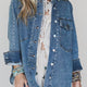 Sail Blauw Rivet Embellished Western Style Regular Fit met Lange Mouwen Spijkerstof Jasje