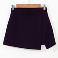Black Solid Color Wrapped Side Slit Skort - Damesmode Afbeelding 5 - Foto 5