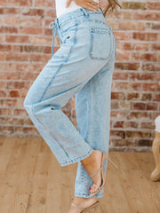 Myosotis Exposed Stitch Detail Drawstring Barrel Jeans - Miniatuur