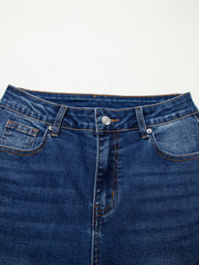 Sky Blue Chic Seam Detail Raw Hem Ankle Length Jeans - Miniatuur