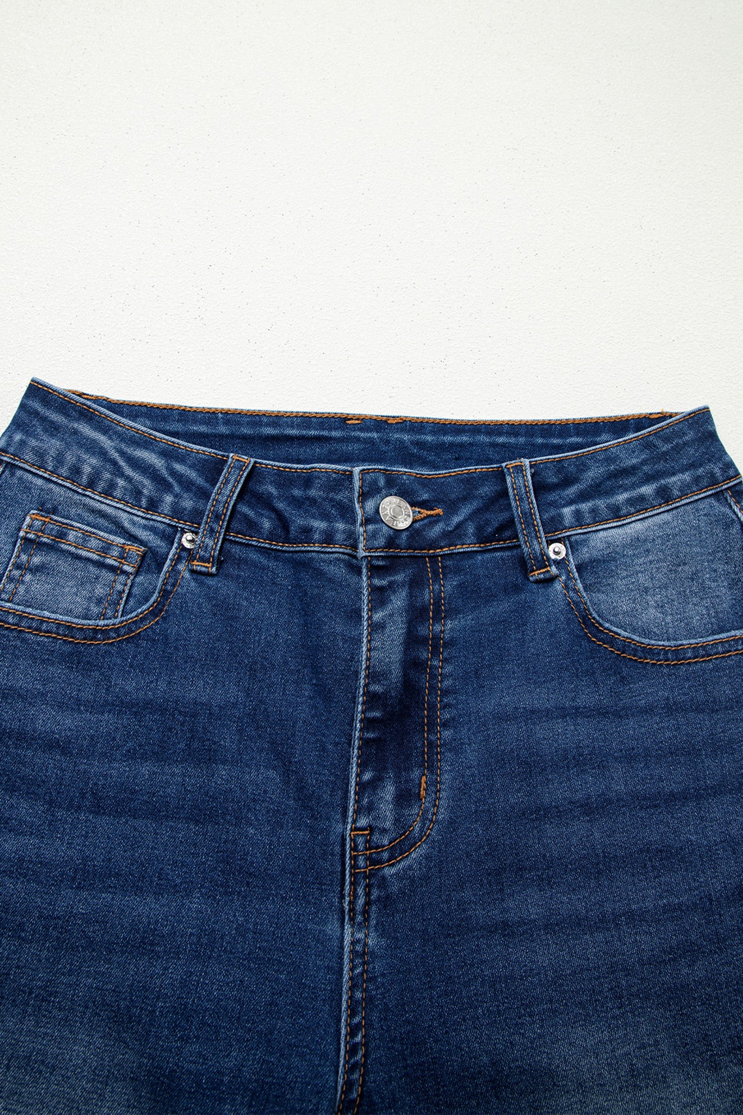 Sky Blue Chic Seam Detail Raw Hem Ankle Length Jeans