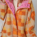 Giacca con cappuccio Sherpa a quadri arancione - Foto 6