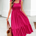 Red Plaid Square Neck Fit-and-flared Vacation Sundress - Foto 3