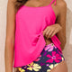 Roos Rood Tie Shoulder Bloemenprint Cute Tankini Set