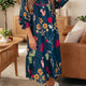 Blauw Bloemenprint Gatherood Neckline 7/8 Sleeve Casual Elegante Midi-Jurk