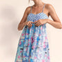 Davi & Dani Tropical Floral Geo Print Tie Back Tube Top Romper