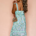 Rosa Blummen-Laced Strap Empire Waist Maxi Kleed - Foto 6