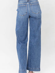 Jeans azzurro cielo con doppia zip e gamba dritta - Miniatuur