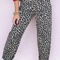 Black Leopard Print Barrel Jeans - Damesmode Afbeelding 5 - Foto 5