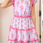 Purple Tiered Ruffles Sleeveless Summer Floral Dress
