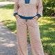 Roze Stripe Gestreepte Colorblock V-Ausschnitt Langärmeliges Plus-Size-Set
