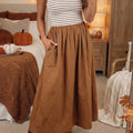 Chestnut Striped Colorblock Patchwork Sleeveless Casual Long Dress - Foto 1