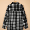 Black Plaid Long Sleeve V Neck Shift Plus Size Shirt Jacket - Damesmode Afbeelding 4 - Foto 4