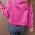 Sachet Pink, einfarbiger Hoodie mit Cut-Shoulder-Kordel und kurzem Kordel - Foto 2