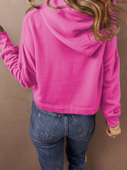 Påserosa Solid Shoulder Dragsko Kort hoodie - Miniatuur