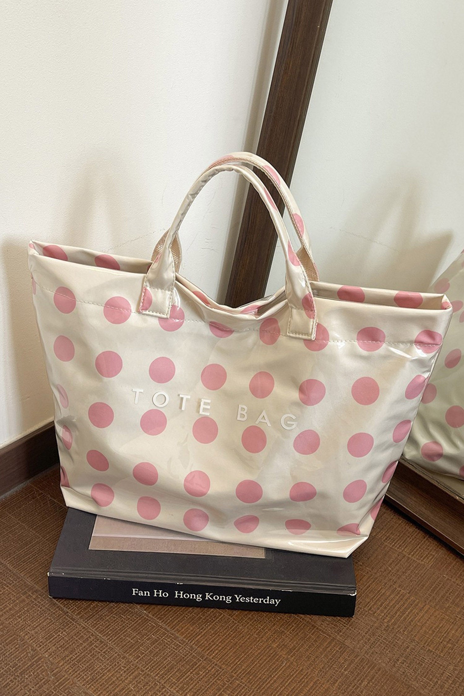 Farbe Schwarz Polka Dot Langlebige wasserdichte PVC-Tragetasche
