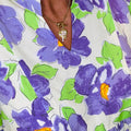 Purple Floral V Collar Short Sleeve Tiered Ruffle Mini Dress - Foto 5