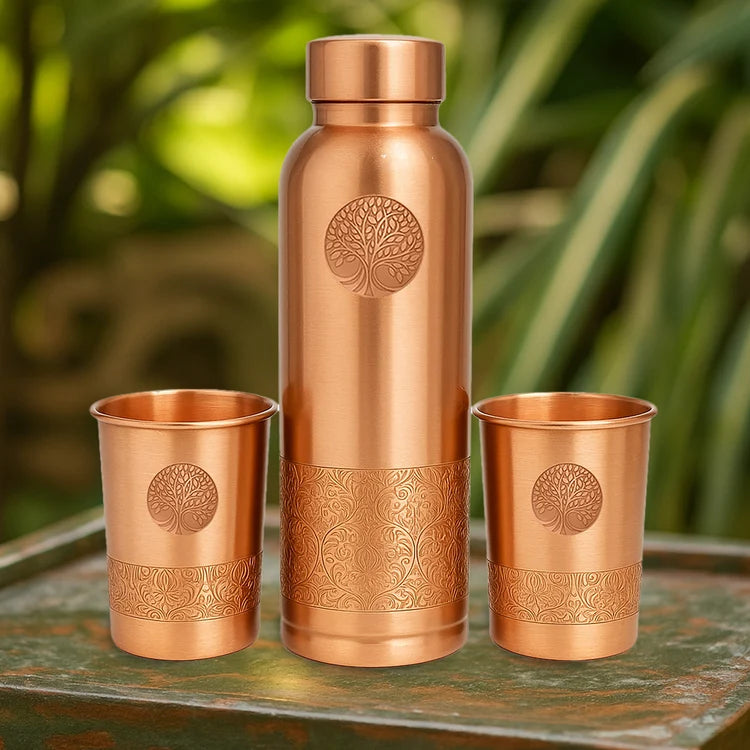 Luxe Koperen Cadeauset - Drinkfles 950 ml & Bekers