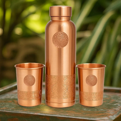 Luxe Koperen Cadeauset - Drinkfles 950 ml & Bekers