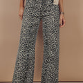 Black Leopard Print Wide Leg High Waist Jeans - Damesmode Afbeelding 1 - Foto 1
