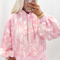Rosa abstrakt Print locker Hoodie Slim Shorts 2 Stéck Set - Foto 5