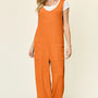 Double Take Full Size Texture Sleeveless Wide Leg Jumpsuit