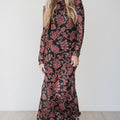 Black Retro Floral Print Long Sleeve Casual Mesh Dress - Damesmode Afbeelding 6 - Foto 6