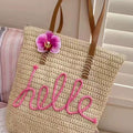Khaki Hello Boho handgewebte Blumenakzent-Reise-Tasche - Foto 2