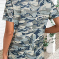 Green Camouflage Print Crew Neck T Shirt - Foto 2