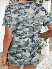 Grünes Tarnmuster-T-Shirt mit Crew-Neck - Miniatuur