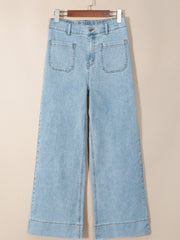 Beau Blue Solid Full-Length Regular Pocket Detail Wholesale Denim Jeans – Damesmode Bild 8 - Miniatuur