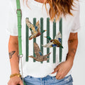 Wäiss Western Mallard Stripes gedréckte grafesch ronn Hals Casual T-Shirt - Foto 5