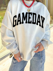 Hellgrauer FOOTBALL GAMEDAY doppelseitiger bedruckter hochausgeschnittener reversibler Pullover - Miniatuur
