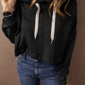 Sachet Pink, einfarbiger Hoodie mit Cut-Shoulder-Kordel und kurzem Kordel - Foto 6
