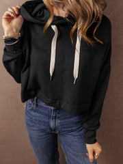 Påserosa Solid Shoulder Dragsko Kort hoodie - Miniatuur