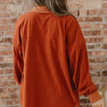 Gold Flame Velvet Flap Pockets Drop Shoulder Casual Shacket - Foto 2
