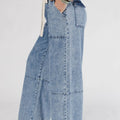 Ashleigh Blue Acid Wash Exposed Seam Drawstring Elastic Waist Barrel Jeans - Damesmode Afbeelding 5 - Foto 5