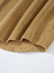 Chemise en velours côtelé beige français clair à boutons à boutons rapiécés - Miniatuur