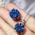 10 Carat Moissanite 925 Sterling Silver Ring and Necklace Set | Redblad 18K Solid Gold & Certified Diamond Necklaces