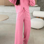 Rosa einfarbiger Hoodie-Hoodie mit Kordelzug und lockerer Hose