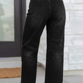 Black Frayed Cropped Barrel Jeans - Damesmode Afbeelding 2 - Foto 2