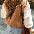 Chaqueta bomber de pana de felpa de retallos de felpa verde Mist - Foto 5