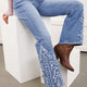 Jeans longs à jambe large à imprimé western Ashleigh Blauw Geborduurd
