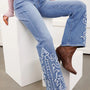 Ashleigh Blauw Geborduurd Western Print Flare Leg Ganzlänge Jeans