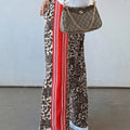 Brown Leopard Patchwork Elastic Waist Jeans - Damesmode Afbeelding 2 - Foto 2