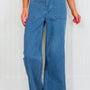 Dusk Blue retro vaskede gummijeans med patchlomme