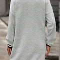 Robe T-shirt Preppy à manches longues à décolleté rayé gris clair - Foto 3