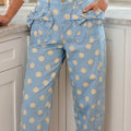 Himmelsblå prickmönster med rosett detalj Ficka Barrel Jeans - Foto 3