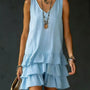 Full Size Ruffled Hem V-Neck Sleeveless Dress Plus Size
