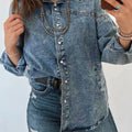 Dusk Blue Western Langarmhemdkragen Tunika-Jeansjacke - Foto 3